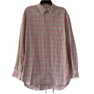 Peter Millar Pastel Pink Blue Check Plaid Long Sleeve Button Up Shirt Size Large